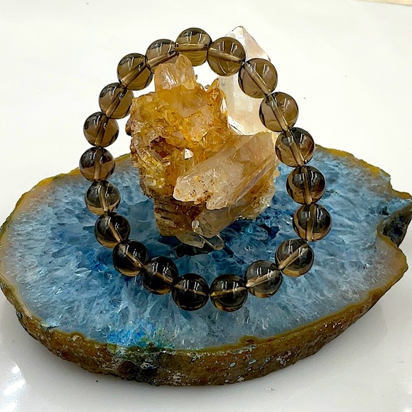 Vtg 7”Stretchable Smokey Quartz Bracelet (1988) - Picture 4 of 7